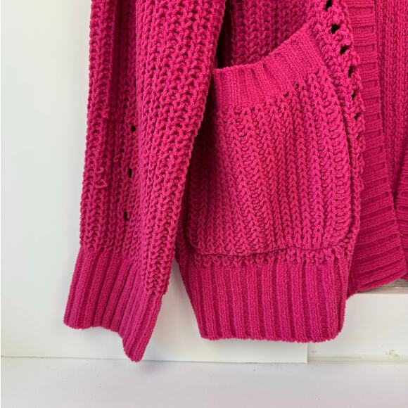 AE American Eagle Slouchy Chenille Pink Cardigan Womens Sz M - Picture 4 of 6